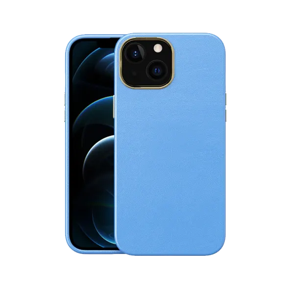 blue electroplate leather iPhone-13-case