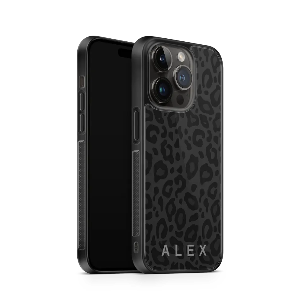 noir leopard iPhone 13 pro Case personalised